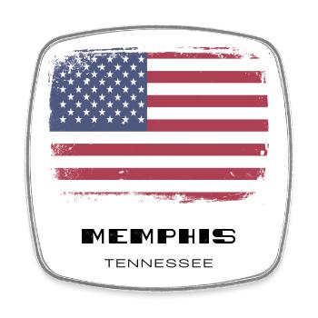 Memphis, Tennessee, USA - Viereckiger Kühlschrankmagnet - Weiß - Vorne