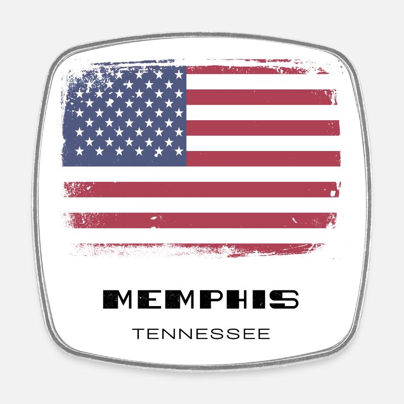 Memphis, Tennessee, USA - Square fridge magnet - white