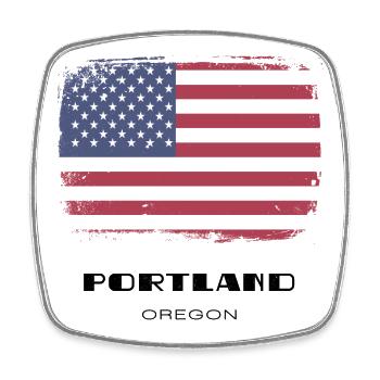 Portland, Oregon, USA - Viereckiger Kühlschrankmagnet - Weiß - Vorne