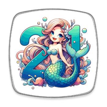 21 Years Mermaid Sweet Birthday Gift - Square fridge magnet - white - Front