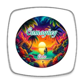 Camagüey Kuba Paradies Sonnen Design - Viereckiger Kühlschrankmagnet - Weiß - Vorne