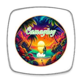 Camagüey Kuba Paradies Sonnen Design - Viereckiger Kühlschrankmagnet - Weiß - Vorne
