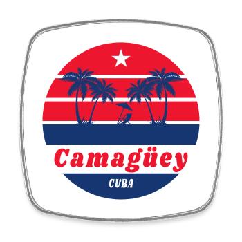 Camagüey Kuba Palmen Karibik Design - Viereckiger Kühlschrankmagnet - Weiß - Vorne