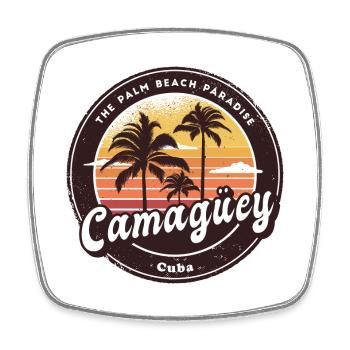 Design de coucher de soleil à Camagüey à Cuba - Magnet carré - blanc - Devant