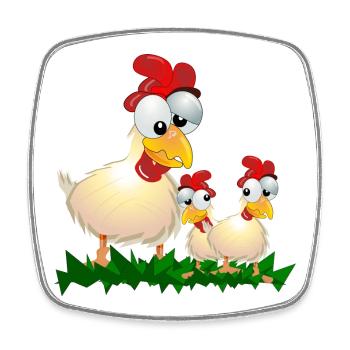 CHICKENS ROOSTER HEN - Square fridge magnet - white - Front