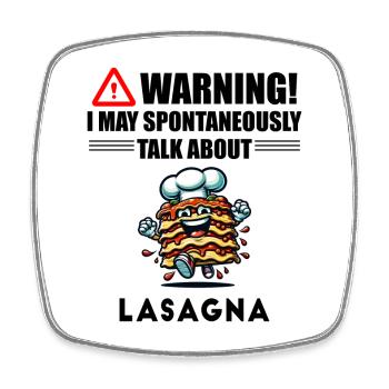 Attention ! lasagnes - Magnet carré - blanc - Devant