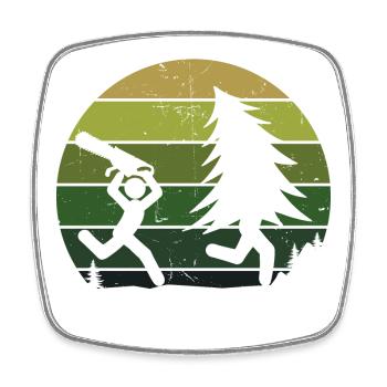 Tree Lumberjack Saw Sawdust Woodwork Wood - Square fridge magnet - white - Front