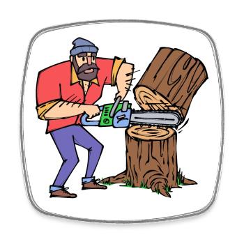 Wood Saw Sawdust Lumberjack Woodwork - Square fridge magnet - white - Front