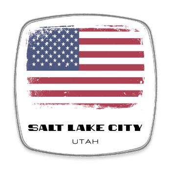 Salt Lake City, Utah, USA - Square fridge magnet - white - Front