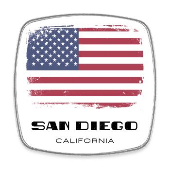 San Diego, California, USA - Viereckiger Kühlschrankmagnet - Weiß - Vorne