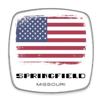 Springfield, Missouri, USA - Viereckiger Kühlschrankmagnet - Weiß - Vorne