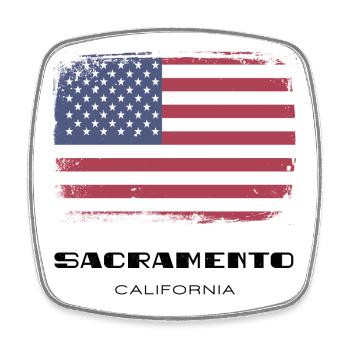 Sacramento, Californie, États-Unis - Magnet carré - blanc - Devant