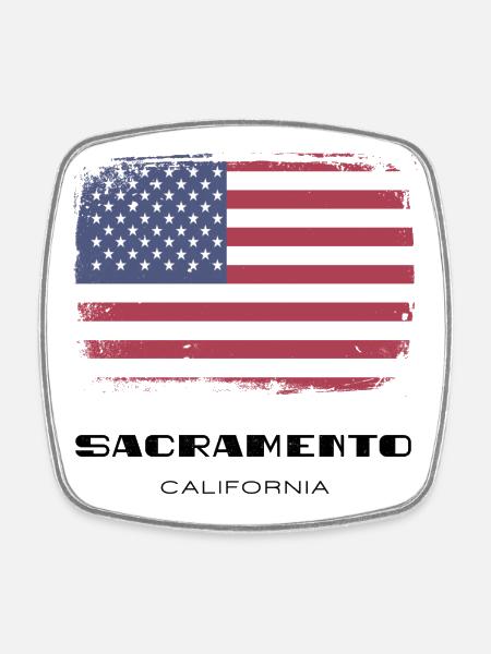 Sacramento, California, USA - Square fridge magnet - white