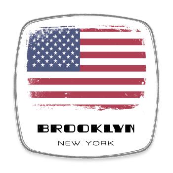 Brooklyn, New York, USA - Viereckiger Kühlschrankmagnet - Weiß - Vorne