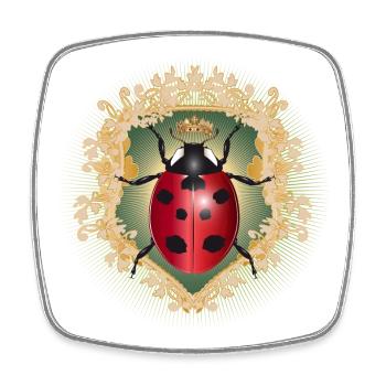 coccinelle rougeoyante avec couronne dans le cadre - Magnet carré - blanc - Devant