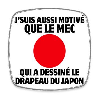 motivé, paresseux, fatigué - Magnet carré - blanc - Devant