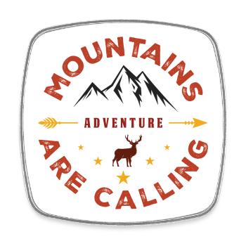 Les montagnes vous appellent - Aventure en plein air - Magnet carré - blanc - Devant