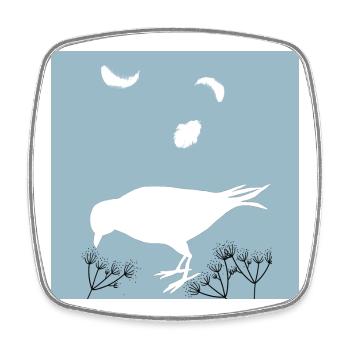 Silhouette d'oiseau et plumes - Magnet carré - blanc - Devant