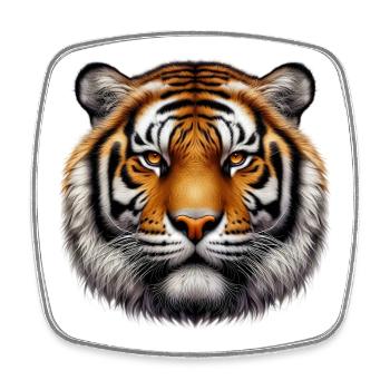 Tigre - Magnet carré - blanc - Devant