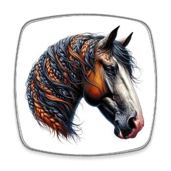 Cheval - Magnet carré - blanc - Devant