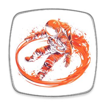Astronaut surrounded by flames - Square fridge magnet - white - Front