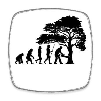 Lumberjack Tree Evolution Saw Sawdust - Square fridge magnet - white - Front