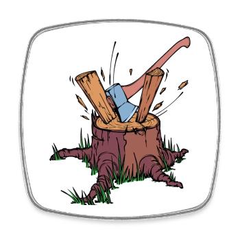 Arbre Cutter Hache Bois Bûcheron Travaux Forestiers - Magnet carré - blanc - Devant