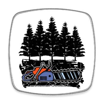 Tree Wood Saw Lumberjack Woodwork Tree Cutter - Square fridge magnet - white - Front