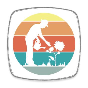 Gärtner retro Pflanzen Sonnenblume icon Garten - Viereckiger Kühlschrankmagnet - Weiß - Vorne