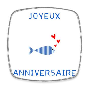 JOYEUX ANNIVERSAIRE - Magnet carré - blanc - Devant
