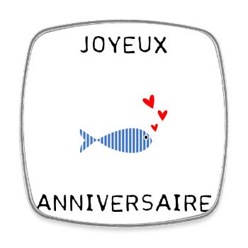JOYEUX ANNIVERSAIRE - Magnet carré - blanc - Devant