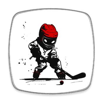 Eishockeyspieler mit rotem Helm - Viereckiger Kühlschrankmagnet - Weiß - Vorne