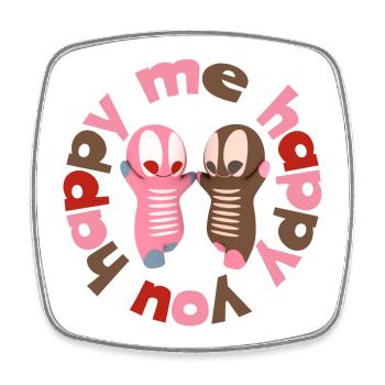Cute kawaii figure - Square fridge magnet - white - Front