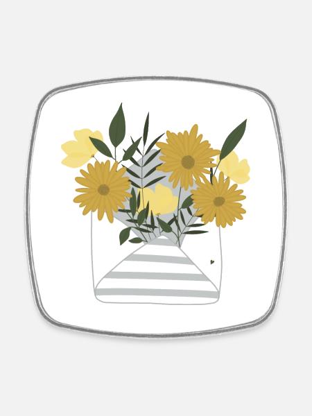 Un petit message floral par la poste dans une enveloppe - Magnet carré - blanc