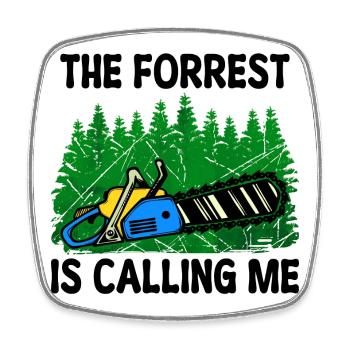 Saw Woodwork Lumberjack Tree Statement Forest - Square fridge magnet - white - Front