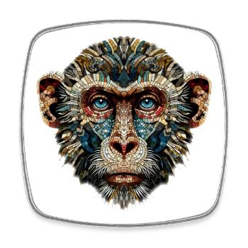 Singe dans le style mosaïque - Magnet carré - blanc - Devant