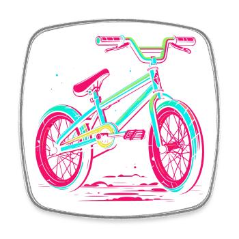 Vélo BMX Vaporwave - Magnet carré - blanc - Devant