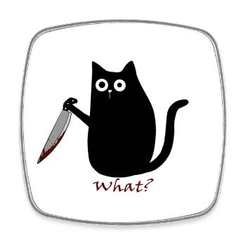 Black Cat - Viereckiger Kühlschrankmagnet - Weiß - Vorne