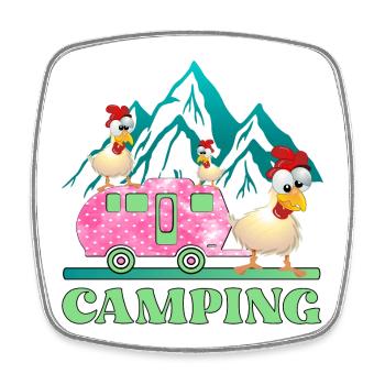 Camping Kinder Hühner - Wohnwagen - Viereckiger Kühlschrankmagnet - Weiß - Vorne