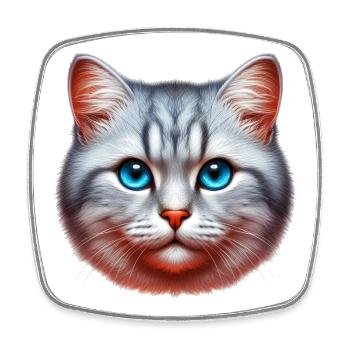 Cat - Square fridge magnet - white - Front
