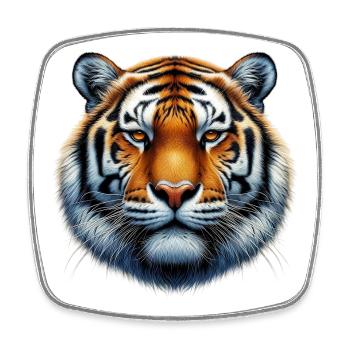 Tiger - Viereckiger Kühlschrankmagnet - Weiß - Vorne