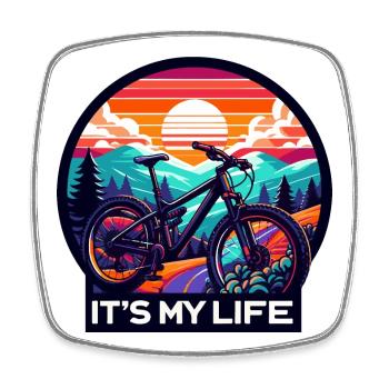 Sunset Mountainbike Abenteuer Design - Viereckiger Kühlschrankmagnet - Weiß - Vorne