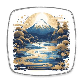 Mount Fuji - Square fridge magnet - white - Front