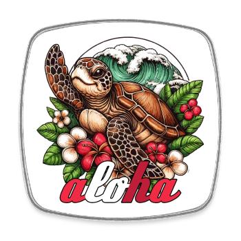 Aloha Schildkröte Hawaii Geschenk - Viereckiger Kühlschrankmagnet - Weiß - Vorne