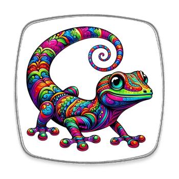 Gecko - Viereckiger Kühlschrankmagnet - Weiß - Vorne