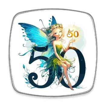 50 Jahre Fee Elfe süß Geburtstag Geschenk - Viereckiger Kühlschrankmagnet - Weiß - Vorne