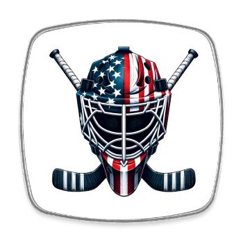 Ice Hockey USA Flag Helmet Sports - Square fridge magnet - white - Front