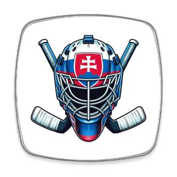 Ice Hockey Slovakia Flag Helmet Sport - Square fridge magnet - white - Front
