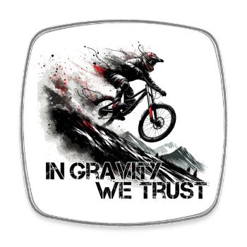 Downhill Gravity Trust MTB cadeau - Magnet carré - blanc - Devant