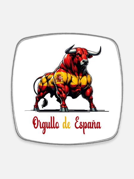 The pride of Spain flag design - Square fridge magnet - white